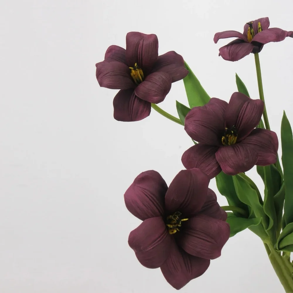 Bundle Of 3 Real Touch Brownie Tulip Stems – Burgundy-18.9
